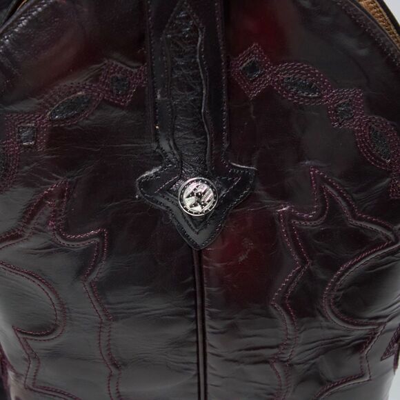 VTG Montana Genuine Ostrich Skin Western Boots Burgundy Brown Men 10.5EE X-Wide - Picture 5 of 16